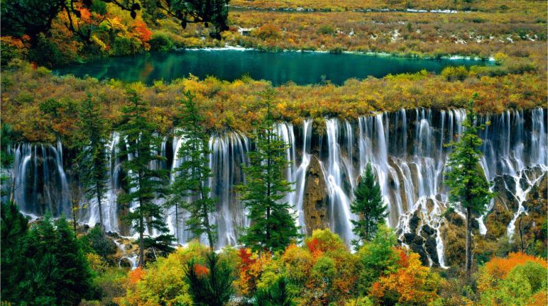 Most Beautiful China waterall - Jiuzhaigou Nuorilang Waterfall
