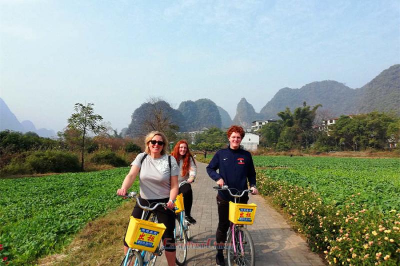biking in Yanghsuo countryside with children